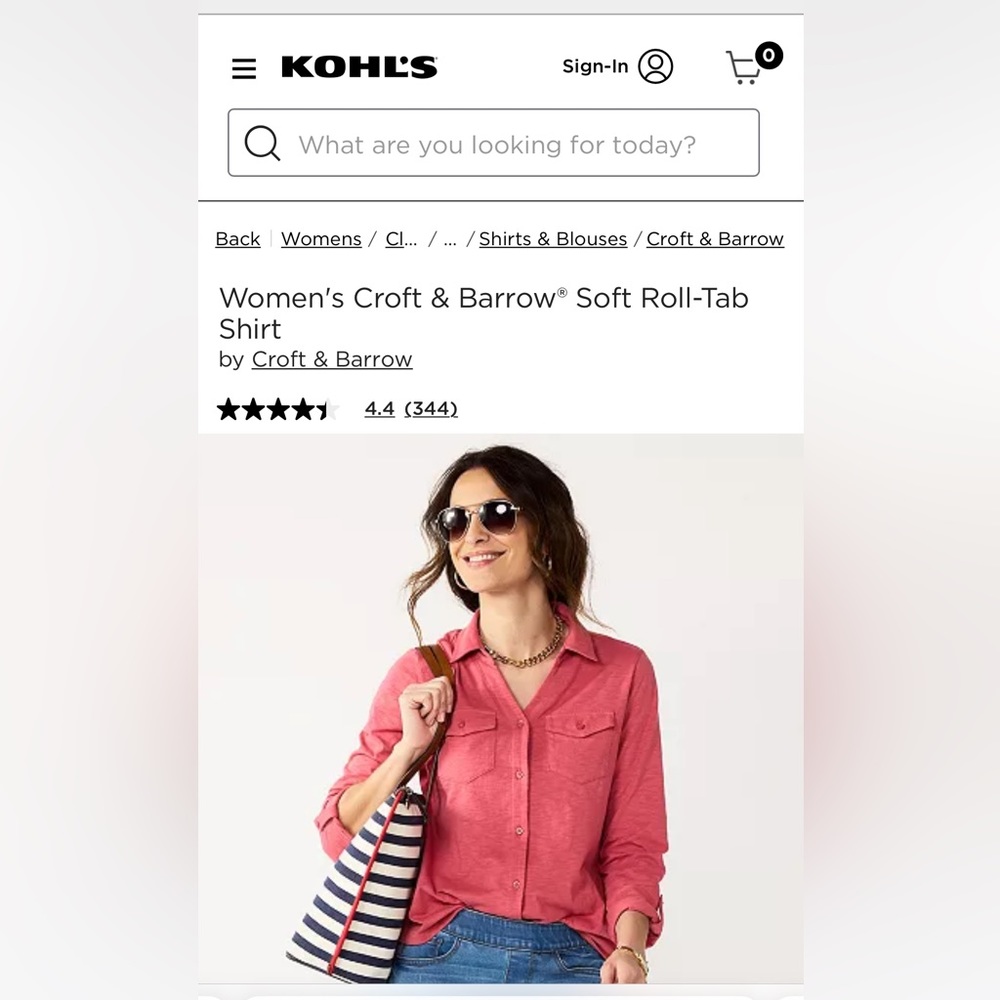 Women's Croft & Barrow® Soft Roll-Tab Shirt